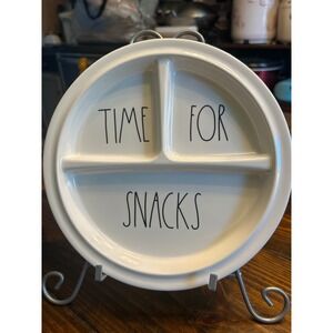 Rae Dunn Time For‎ Snacks Divided Plate Artisan Collection White Melamine